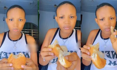 If you eat it fast fast you won’t taste it” – Netizens React As Lady Is Stunned To Find Ponmo Inside Milky Doughnut (VIDEO)