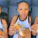 If you eat it fast fast you won’t taste it” – Netizens React As Lady Is Stunned To Find Ponmo Inside Milky Doughnut (VIDEO)