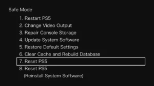 PS5's Safe Mode Options